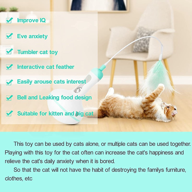 Interactive Bell Tumbler Cat Feather Toys