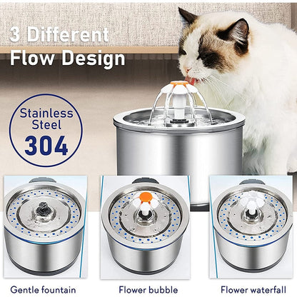 2.5L Stainless Steel Pet Water Fountain