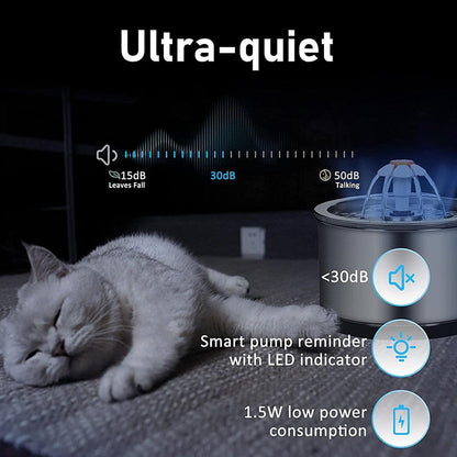 2.5L Stainless Steel Pet Water Fountain