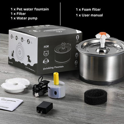 2.5L Stainless Steel Pet Water Fountain