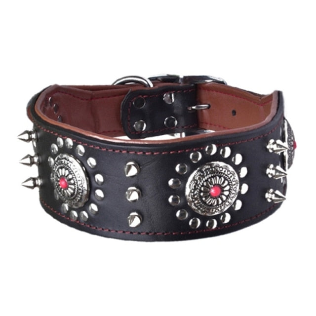Genuine Leather Spiked Studded Dog Collar
