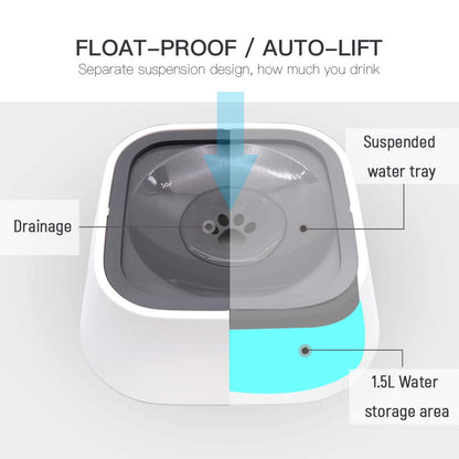 1.5L Floating Dog Drinking Water Bowl