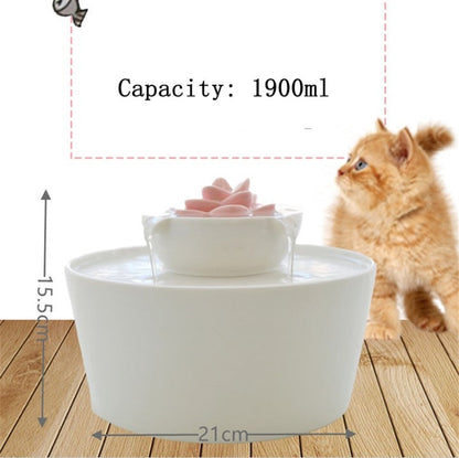 Pink Flower Ceramic Pet Water Fountain