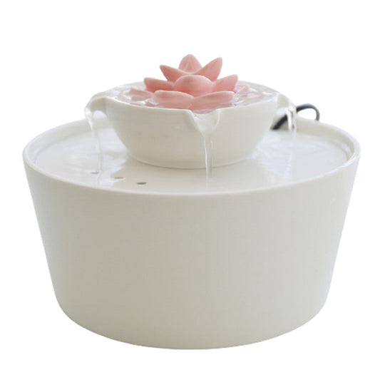 Pink Flower Ceramic Pet Water Fountain
