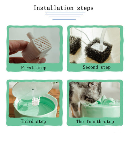 Green Flower Ceramic Pet Water Fountain