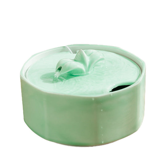 Green Flower Ceramic Pet Water Fountain
