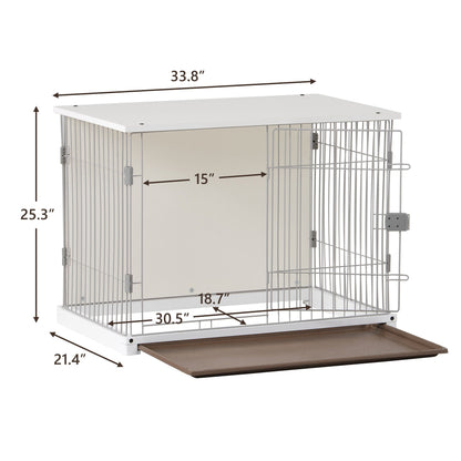 Elegant Wooden Structure White Dog Cage
