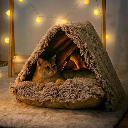 Winter Warm Cat Snow House