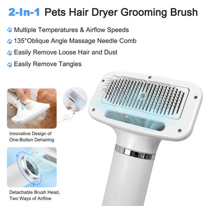 2 In 1 Pet Grooming Hair Dryer Slicker Brush
