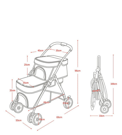 Portable Double Layer Pet Stroller
