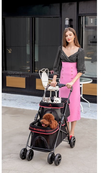 Portable Double Layer Pet Stroller