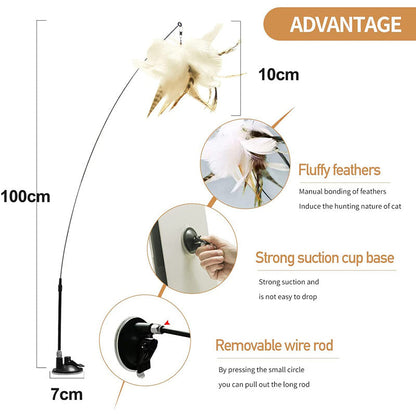 Suction Cup Natural Feather Cat Toys