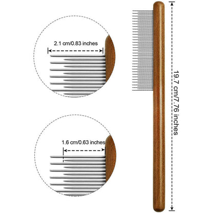 Professional Wooden Handle Dog Comb