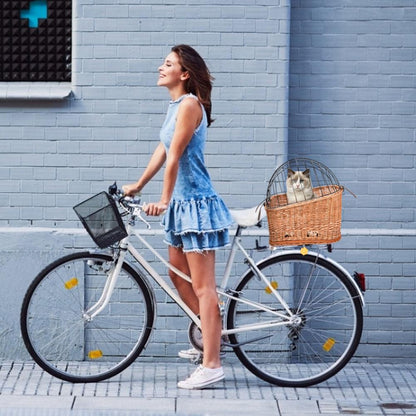 Hand Woven Dog Bicycle Basket