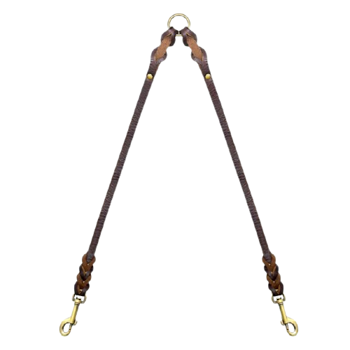 Real Leather Dog Double Coupler Leashes