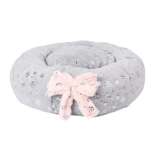 Round Snowflake Pet Calming Bed